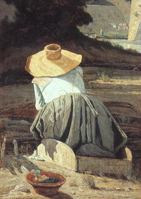 Paul-Camille Guigou The Washerwoman France oil painting art